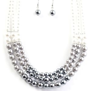 Lady in Waiting Necklace Pearls with Rhinestones & Silver Blockbuster Item